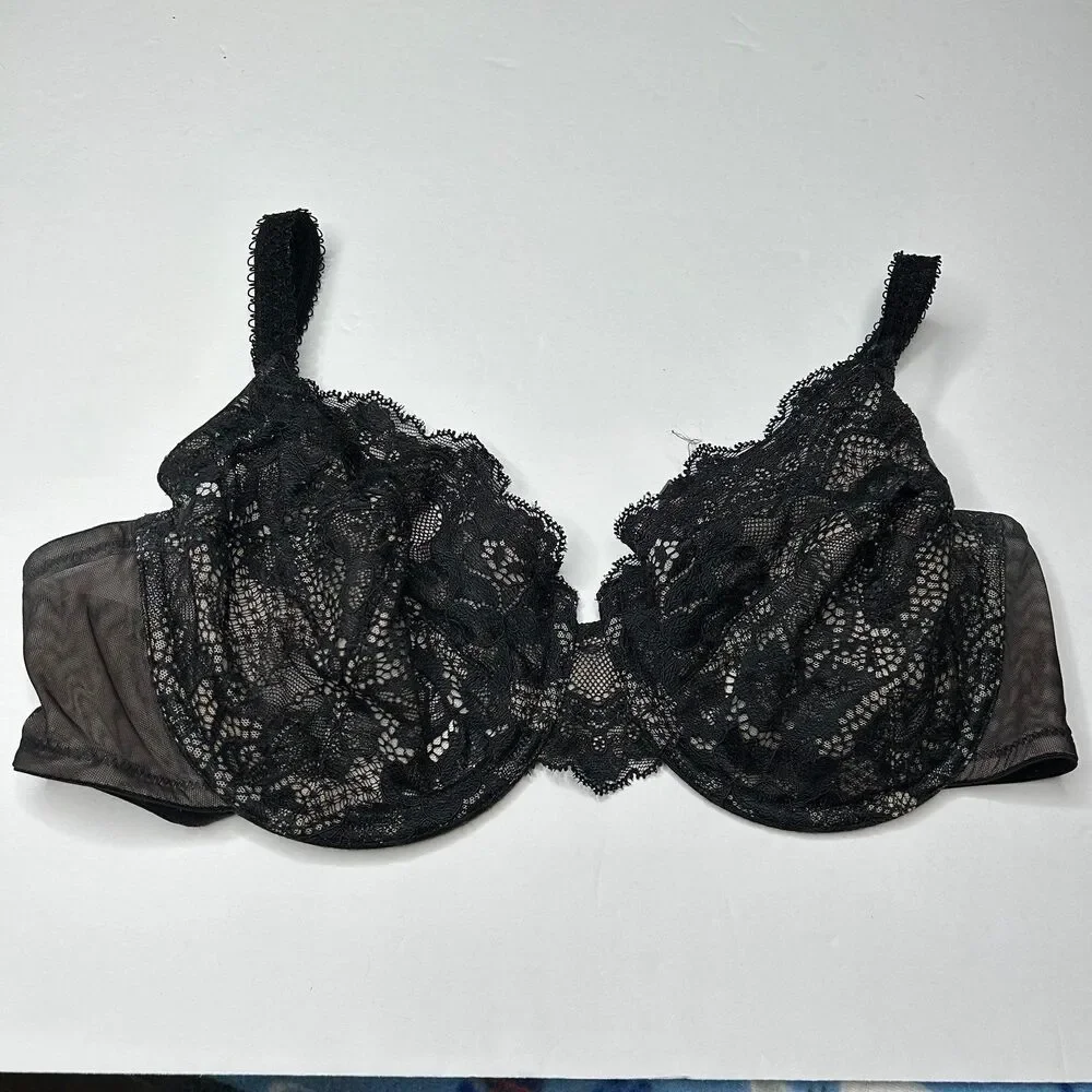 Wacoal black lace unlined bra 34DD